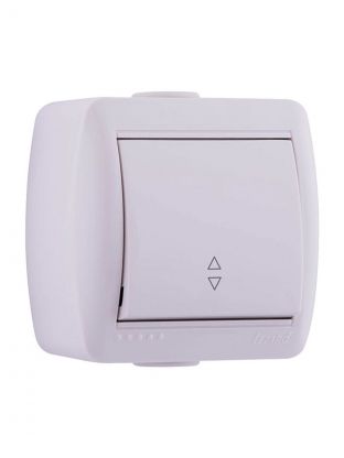 Выключатель открытой установки, одноклавишный, без заземления, керамика, белый, проходной, Lezard, Nata, 710-0200-105