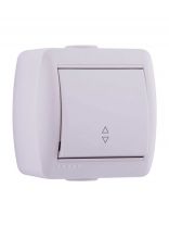 Выключатель открытой установки, одноклавишный, без заземления, керамика, белый, проходной, Lezard, Nata, 710-0200-105