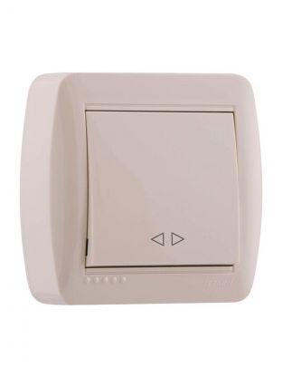 Выключатель открытой установки, одноклавишный, без заземления, пластик, кремовый, проходной, Lezard, Demet, 711-0300-105