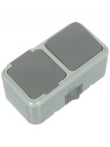 Блок комбинированный открытой установки, 1 гнездо, одноклавишный, без заземления, с защитными шторками, IP54, БелТИЗ, Пралеска, БП000000699