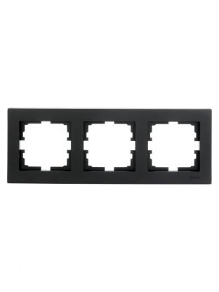 Рамка трехпостовая, горизонтальная, пластик, черный бархат, без вставки, Lezard, Vesna, 742-4200-148