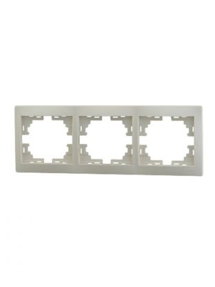 Рамка трехпостовая, горизонтальная, керамика, кремовая, со вставкой, Lezard, Mira, 701-0300-148