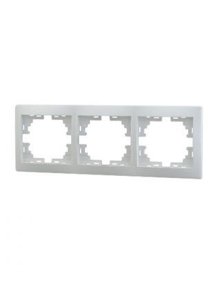 Рамка трехпостовая, горизонтальная, керамика, белая, с белой вставкой, Lezard, Mira, 701-0200-148