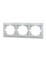 Рамка трехпостовая, горизонтальная, керамика, белая, с белой вставкой, Lezard, Mira, 701-0200-148