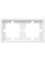 Рамка двухпостовая, горизонтальная, 156х85х11 мм, пластик, белая, без вставки, Lezard, Zima, 704-0200-147