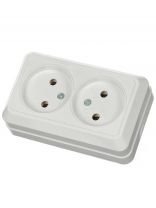 Розетка открытой установки, 2 гнезда, без заземления, 10 А, IP20, белая, TDM Electric, Ладога, SQ1801-0017