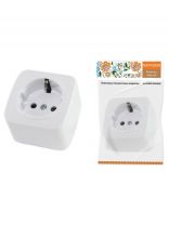 Розетка открытой установки, 1 гнездо, с заземлением, 16 А, IP20, белая, 2П+3, TDM Electric, Дача, SQ1824-0008