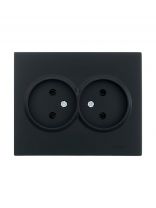 Розетка 2 гнезда, без заземления, пластик, IP20, черный бархат, ПБТ, Lezard, Vesna, 742-4200-128B