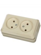 Розетка открытой установки, 2 гнезда, без заземления, 10 А, IP20, слоновая кость, TDM Electric, Ладога, SQ1801-0018