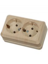 Розетка открытой установки, 2 гнезда, с заземлением, 16 А, IP20, сосна, 2П+3, TDM Electric, Ладога, SQ1801-0052