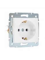 Розетка 1 гнездо, с заземлением, 10 А, 250 В, пластик, IP20, белая, ПБТ, Lezard, Karina, 707-0288-122B