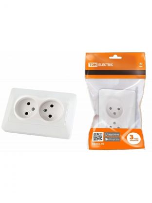 Розетка скрытой установки, 2 гнезда, без заземления, 10 А, 250 В, белая, 2П, TDM Electric, Ильмень, SQ1823-0011