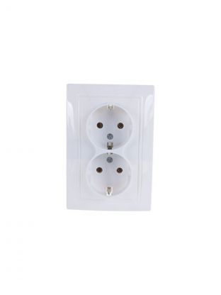Розетка скрытой установки, 2 гнезда, с заземлением, 16 А, ABS пластик, IP20, белая, UNIVersal, Севиль, С0128