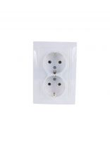 Розетка скрытой установки, 2 гнезда, с заземлением, 16 А, ABS пластик, IP20, белая, UNIVersal, Севиль, С0128