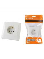 Розетка скрытой установки, 1 гнездо, с заземлением, 16 А, 250 В, ABS пластик, IP20, белая, TDM Electric, Ильмень, SQ1823-0010