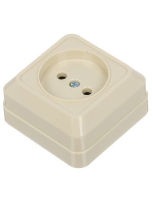 Розетка открытой установки, 1 гнездо, без заземления, 16 А, ABS пластик, IP20, слоновая кость, UNIVersal, Олимп, Б-О0022