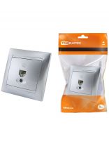 Розетка телефонная скрытой установки, без заземления, серебряный металлик, TDM Electric, Лама RJ11, SQ1815-0215