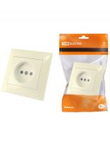 Розетка скрытой установки, 1 гнездо, без заземления, 10 А, 250 В, с защитными шторками, слоновая кость, TDM Electric, Лама, SQ1815-0110