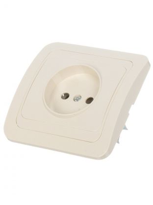 Розетка скрытой установки, 1 гнездо, без заземления, 16 А, ABS пластик, IP20, слоновая кость, UNIVersal, Валери, Б-В0022