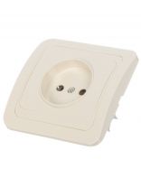 Розетка скрытой установки, 1 гнездо, без заземления, 16 А, ABS пластик, IP20, слоновая кость, UNIVersal, Валери, Б-В0022