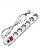 Сетевой фильтр 6 гнезд, 7 м, ПВС, 3х0.75 мм2, с заземлением, 10 А, белый, UNIVersal, 967U-3007