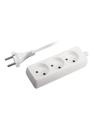 Удлинитель бытовой 3 гнезда, 3 м, 2х0.75 мм2, без заземления, со шторкой, пластик, белый, ФАZА, FE-03-300, 5000179