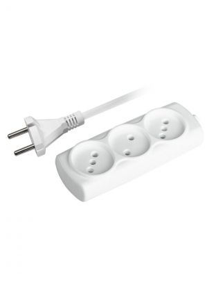 Удлинитель бытовой 3 гнезда, 1.5 м, 2х0.75 мм2, без заземления, пластик, белый, ФАZА, УДП-3-150, 1043047
