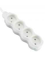 Удлинитель бытовой 4 гнезда, 1.5 м, ПВС, 2х0.75 мм2, без заземления, 10 А, 250 В, с защитными шторками, бело-серый, TDM Electric, Люкс УЛ4, SQ1303-0226