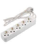 Удлинитель бытовой 5 гнезд, 1.5 м, ПВС, 3х1 мм2, с заземлением, 16 А, 3500 Вт, General Lighting Systems, 470097