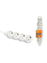 Удлинитель бытовой 4 гнезда, 7 м, ПВС, 3х1 мм2, с заземлением, 16 А, бело-серый, TDM Electric, Люкс, SQ1303-0283