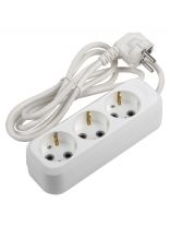 Удлинитель бытовой 3 гнезда, 1.5 м, ПВС, 3х1 мм2, с заземлением, 10 А, 3500 Вт, General Lighting Systems, 470092