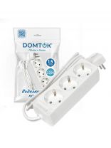 Удлинитель бытовой 3 гнезда, 1.5 м, ПВС, 3х0.75 мм2, с заземлением, 10 А, 2200 Вт, Domtok, 2373