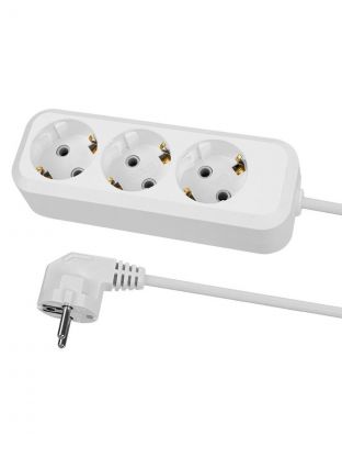 Удлинитель 3 гнезда, 5 м, с заземлением, 10 А, 2300 Вт, белый, TDM Electric, Народный, SQ1303-1042