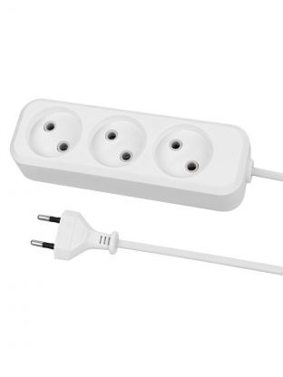 Удлинитель 3 гнезда, 1.5 м, без заземления, 10 А, 2300 Вт, белый, TDM Electric, Народный УН3, SQ1303