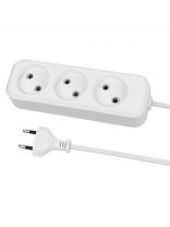 Удлинитель 3 гнезда, 1.5 м, без заземления, 10 А, 2300 Вт, белый, TDM Electric, Народный УН3, SQ1303