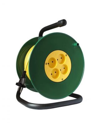 Удлинитель на катушке, 4 гнезда, 20 м, ПВС, 2х0.75 мм2, без заземления, пластик, Союз, 481S-3102