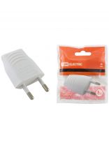 Вилка прямая, без заземления, 10 А, 250 В, евровилка CEE 7/16, белая, TDM Electric, SQ1806-0089