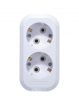 Колодка розеточная 2 гнезда, 2 полюса, с заземлением, 16 А, 3.5 кВт, белый, UNIVersal, E302