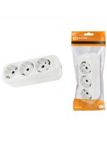 Колодка розеточная 3 гнезда, 2 + 3, с заземлением, 16 А, белый, TDM Electric, SQ1806-0013