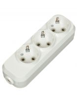 Колодка розеточная 3 гнезда, 2 + 3, с заземлением, 16 А, белый, TDM Electric, Народная, SQ1806-0417