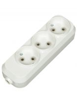 Корпус удлинителя 3 гнезда, 2 полюса, без заземления, 10 А, белый, TDM Electric, Народная, SQ1806-0416