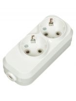 Корпус удлинителя 2 гнезда, 2 + 3, с заземлением, 16 А, белый, TDM Electric, Народная, SQ1806-0414