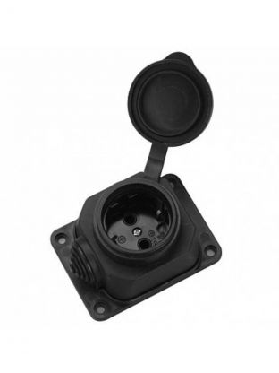 Колодка розеточная 1 гнездо, с заземлением, 16 А, каучук, IP44, General Lighting Systems, 470026