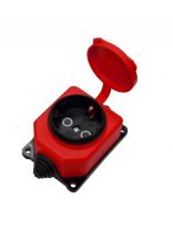 Колодка розеточная 1 гнездо, с заземлением, 16 А, с заглушкой, настенная, IP44, каучук, красный, UNIVersal, 3075
