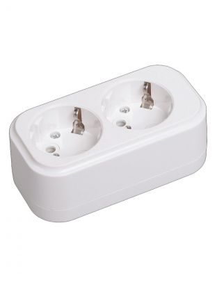 Розетка переносная 2 гнезда, 16 А, К02, белая, IEK, Classic, KYP11-16-02-00-Z