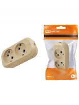 Корпус удлинителя 2 гнезда, 2 полюса, без заземления, 10 А, сосна, TDM Electric, Эко, SQ1806-0045