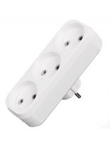 Тройник 3 гнезда, 2 полюса, без заземления, плоский, 6 А, белый, TDM Electric, SQ1806-0027