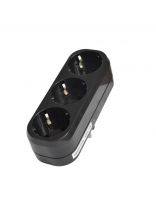 Разветвитель 3 гнезда, с заземлением, плоский, 16 А, черный, UNIVersal, 1942