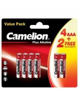 Батарейка Camelion, ААА (LR03, 24A), Plus Alkaline, щелочная, 1.5 В, блистер, 4+2 шт, 15307