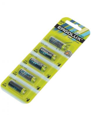 Батарейка Ergolux, А23 (MN21, 23A), Alkaline, щелочная, 12 В, блистер, 5 шт, 12296